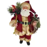 Figura de santa claus de 28 cm con corona y regalos en rojo