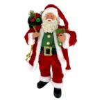 Figura de santa claus de 46 cm con regalo y bolsa en rojo y verde