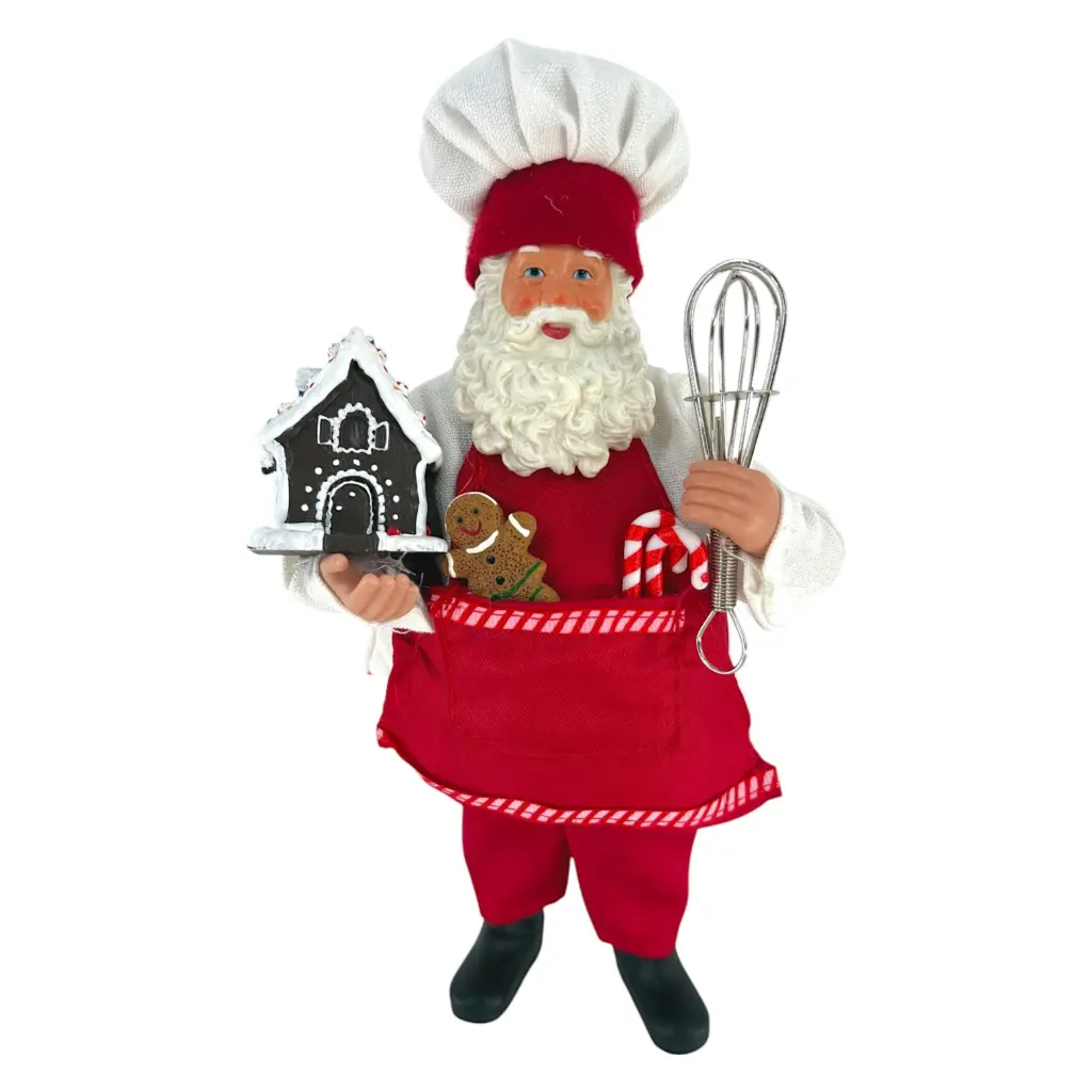 Figura de santa chef de 28 cm con batidor y casa de jengibre