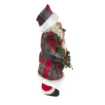 Figura de santa claus de 46 cm con regalo y corona, tartán rojo