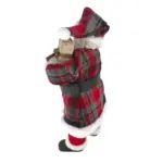 Figura de santa claus de 46 cm con regalo y corona, tartán rojo