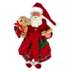 Figura de santa claus de 28 cm con pan y oso en rojo