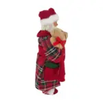 Figura de santa claus de 28 cm con pan y oso en rojo
