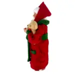 Figura de santa claus de 46 cm con oso y cepillo de dientes en rojo y verde