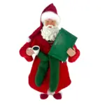 Figura de santa claus de 28 cm con libro y tarro en rojo y verde