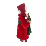 Figura de santa claus de 28 cm con libro y tarro en rojo y verde