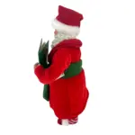 Figura de santa claus de 28 cm con libro y tarro en rojo y verde