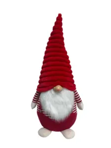 Figura de gnomo de 40 x30 x80 cm con gorro espiral en rojo
