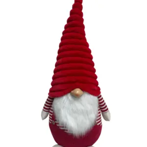 Figura de gnomo de 40 x30 x80 cm con gorro espiral en rojo