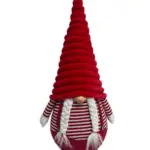 Figura de gnomo femenino de 40 x30 x80 cm con gorro espiral en rojo