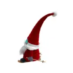 Figura de gnomo de 20 x18 x46 cm esquiando en rojo