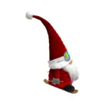 Figura de gnomo de 20 x18 x46 cm esquiando en rojo