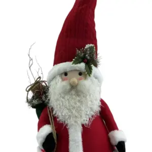 Figura de gnomo santa de 110 cm con bolsa y gorro con nochebuena