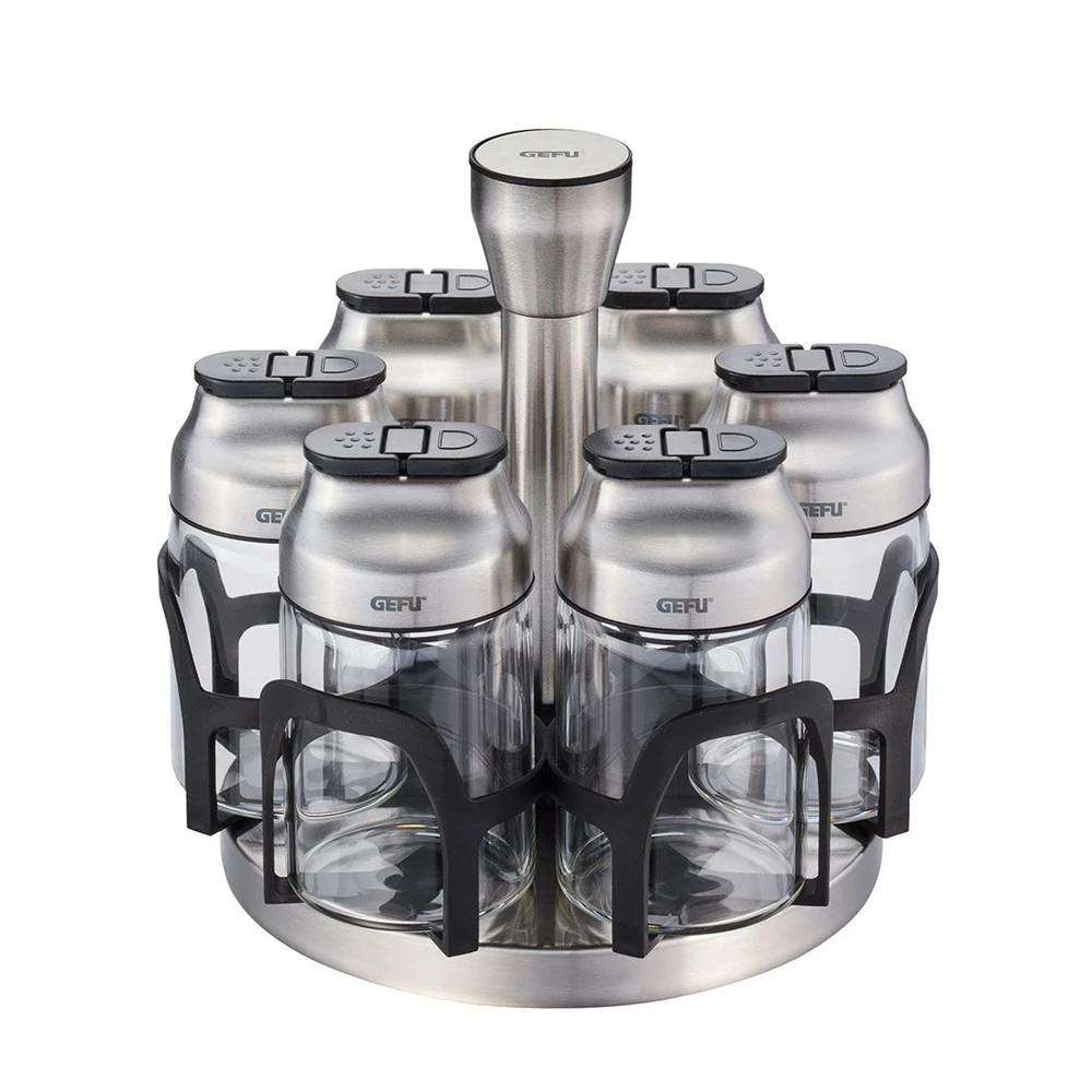 Especieros 120 ml con base carrusel 7 pzas