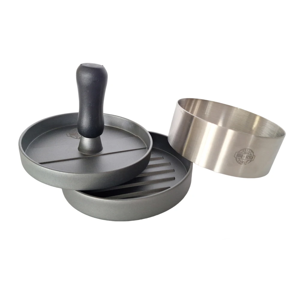 Juego para hamburguesa 3 piezas bbq anillo prensa y picador