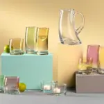 Juego de vasos 450 ml de 2 piezas Swing rojo rubí y champagne