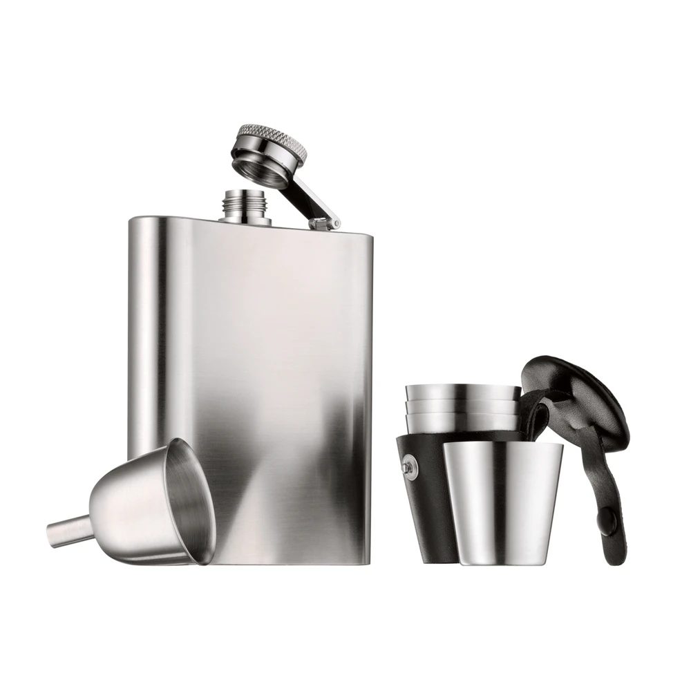 Licorera de bolsillo con vasos Manhattan