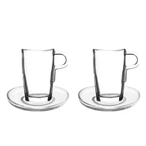 Set Taza y Plato para Latte Macchiato Loop - 4 Piezas, LEONARDO