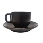 Taza para café 250 ml con plato de 13 cm negro mate