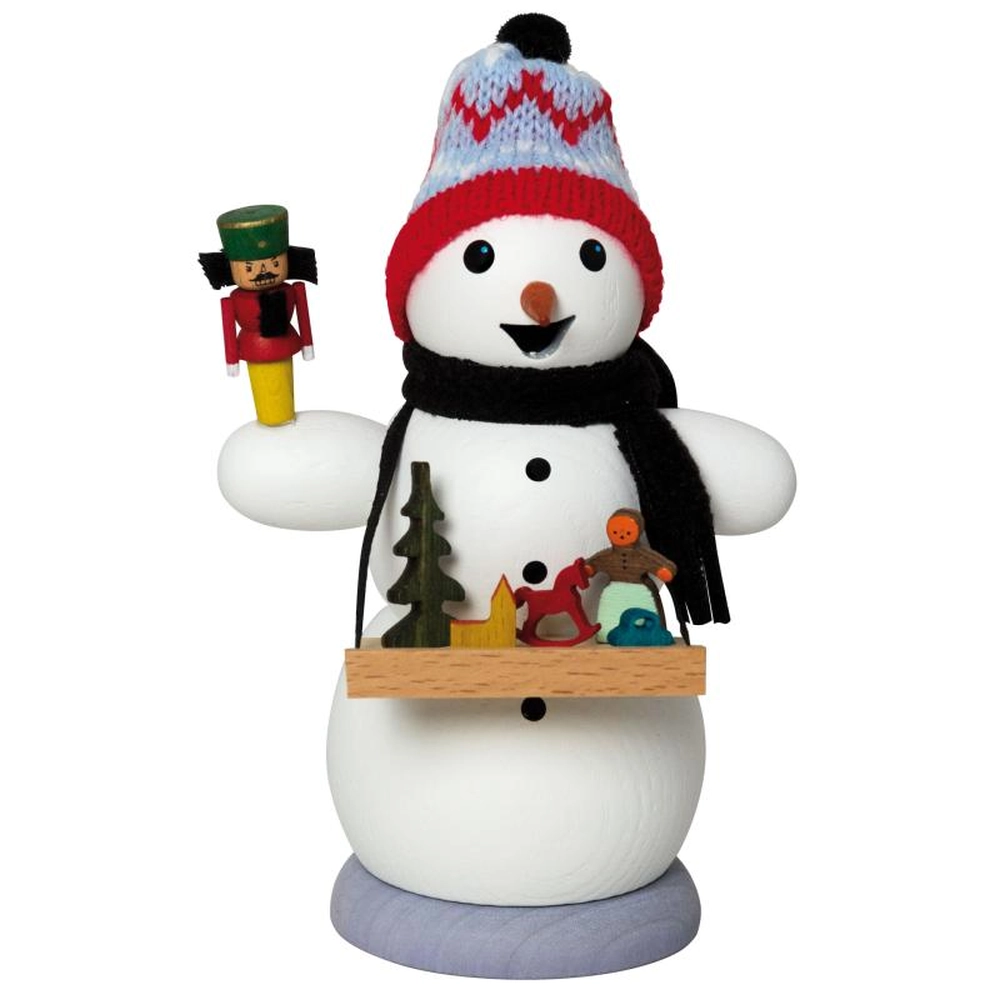 Muñeco de nieve vendedor de artículos navideños 13 cm