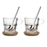 Juego de 6 tazas espresso 70 ml con cuchara y base Senso