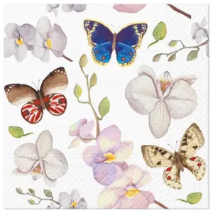 Servilletas 33x33 cm Mariposa Orquídea 20 piezas
