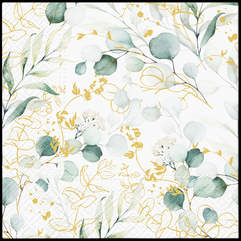 Servilletas 33×33 cm Eucalipto Dorado 20 piezas