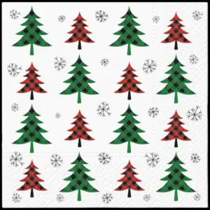 Servilletas lunch 33×33 cm 20 piezas Christmas Tree Check Rojo y Verde