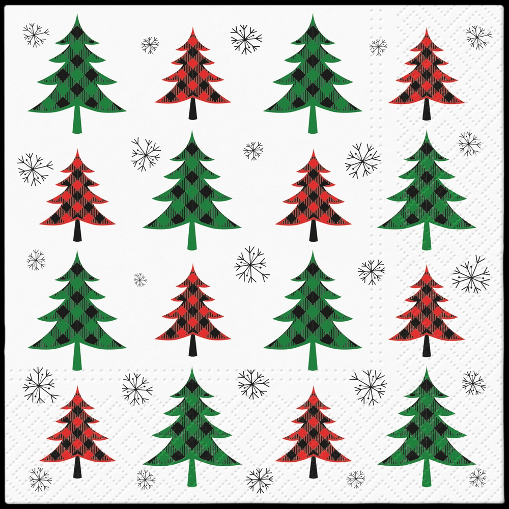 Servilletas lunch 33×33 cm 20 piezas Christmas Tree Check Rojo y Verde