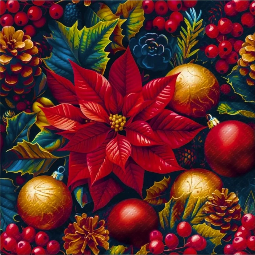 Servilletas lunch 33×33 cm 20 piezas Vintage Poinsettia Charm