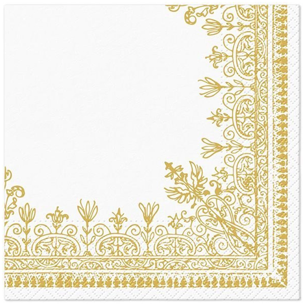 Servilletas 33×33 cm Marco Ornamental Dorado 20 piezas