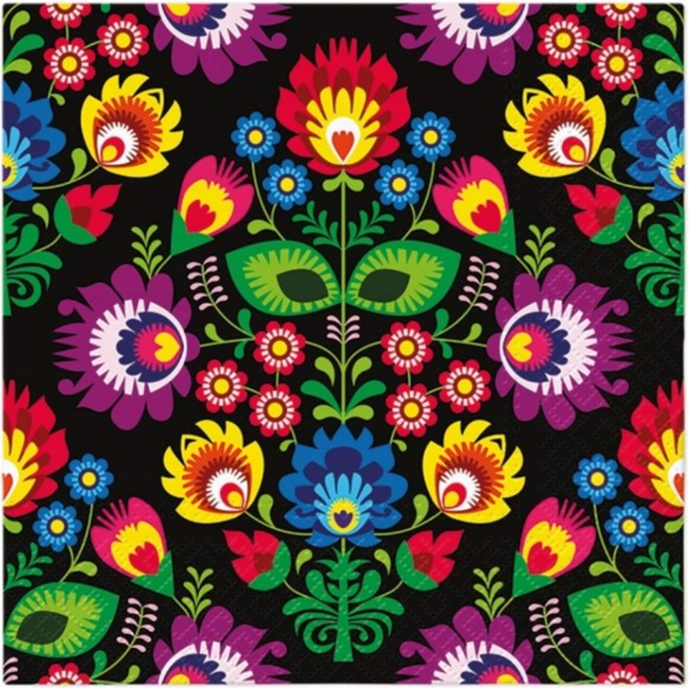 Servilletas lunch 33×33 cm 20 piezas Folky Style Black