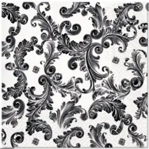 Servilletas 33x33 cm Ornamental Negro 20 piezas