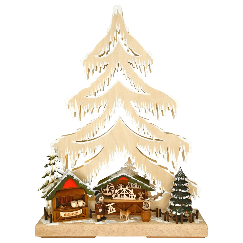 Figura árbol y puestos navideños con luz LED