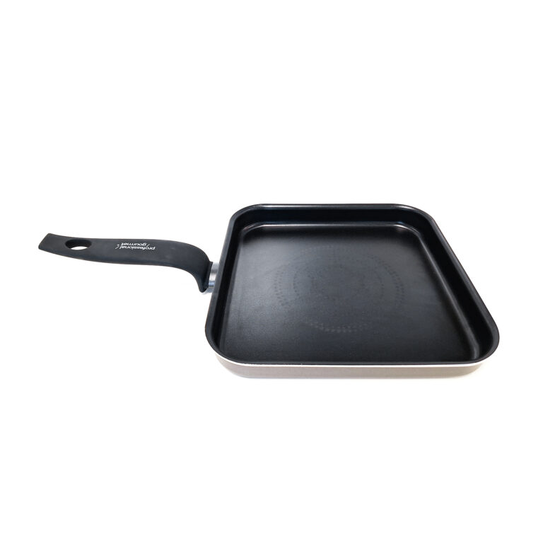 Sartén para asar carne 28 x 28 cm con mango de baquelita, base doble de aluminio y acero inoxidable, Diamond Essential